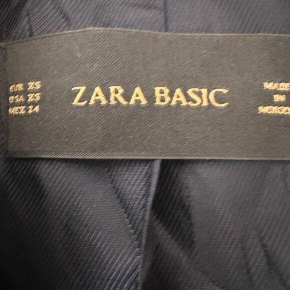 Zara Nautical Striped Blazer Size XS White and Navy Blue Anchor buttons - Picture 3 of 5